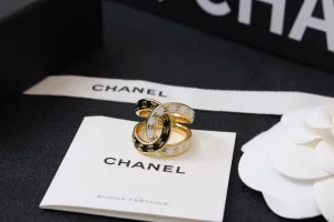 Chanel Black White Multi CC Logo Rings