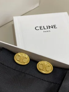 Celine Triomphe Gold Stud Earrings