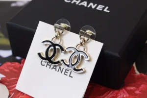 Chanel Black CC Logo Earrings