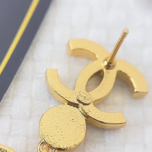Chanel CC Logo Heart Pendant Earrings