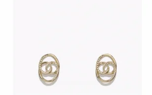 Chanel CC Logo Oval Earrings