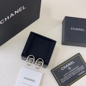 Chanel CC Logo Oval Earrings