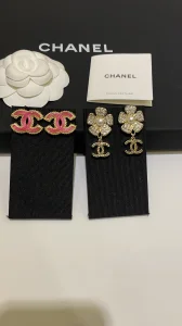 Chanel Pink Gold Metal Stud Earrings