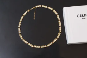 Celine Geometric Gold Strass Necklaces