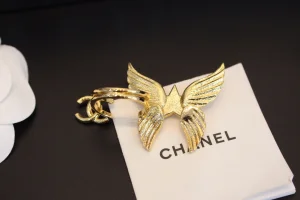 Chanel Gold CC Logo Eagle Wing Rings