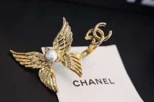 Chanel Gold CC Logo Eagle Wing Rings