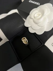Chanel Crystal CC Gold Rings
