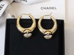 Chanel CC Logo Pearl Earrings
