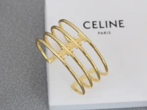 Celine Triomphe Cage Cuff Gold Bracelets