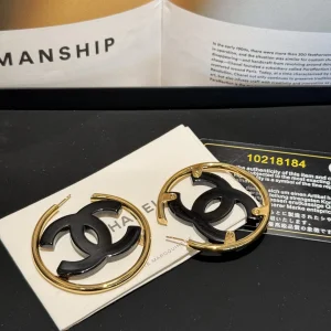 Chanel Black CC Logo Earrings
