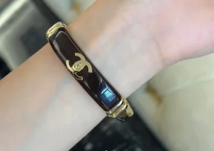 Chanel CC Logo Black Cuff Bracelet
