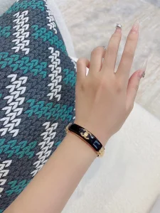Chanel CC Logo Black Cuff Bracelet