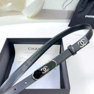 Chanel CC Logo Black Leather Belt 20MM