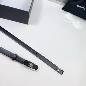 Chanel CC Logo Black Leather Belt 20MM