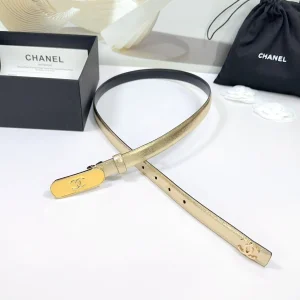 Chanel CC Logo Gold Leather Belt 20MM