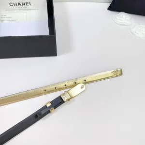 Chanel CC Logo Gold Leather Belt 20MM