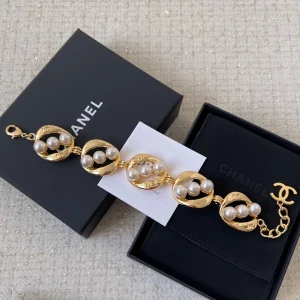 Chanel Gold Metal Pearls Necklaces