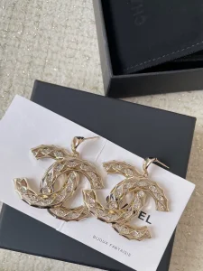 Chanel Gold Crystal CC Earrings