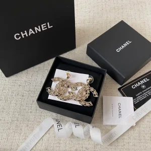 Chanel Gold Crystal CC Earrings
