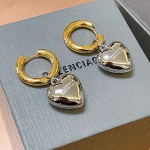Balenciaga Heart Earrings Silver