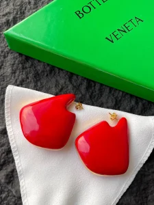 Bottega Veneta Large Fin Earrings Red