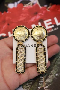 Chanel Metal and Leather Earrings