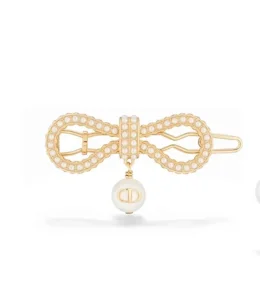 Dior Pearl Bow Charms Hair Clip