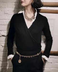 Chanel Chain and Leather Belt Black