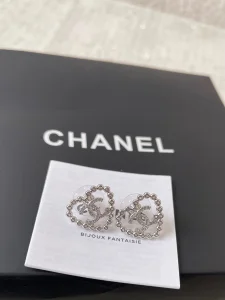 Chanel Crystals CC Heart Earrings