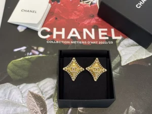 Chanel Crystals CC Square Earrings