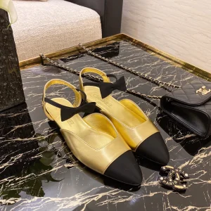 Chanel Gold Leather Ballet Flat
