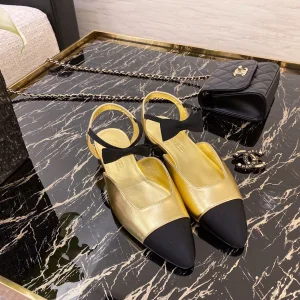 Chanel Gold Leather Ballet Flat