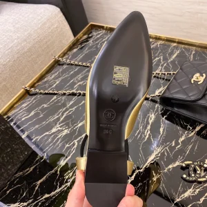Chanel Gold Leather Ballet Flat