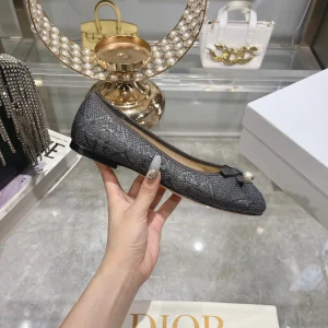 Dior Ballet Flat Black Raffia