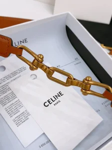Celine Crecy Buckle Brown Leather Belt