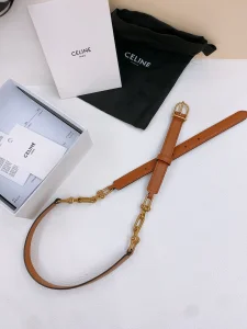 Celine Crecy Buckle Brown Leather Belt