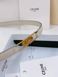 Celine Crecy Buckle White Leather Belt