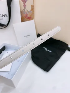 Celine Crecy Buckle White Leather Belt
