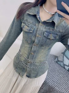 Chanel CC Logo Leather and Chain Belt