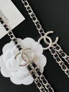 Chanel CC Logo Leather and Chain Belt